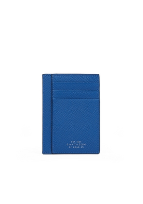 Smythson Large Flat Card Holder In Panama In Cerulean