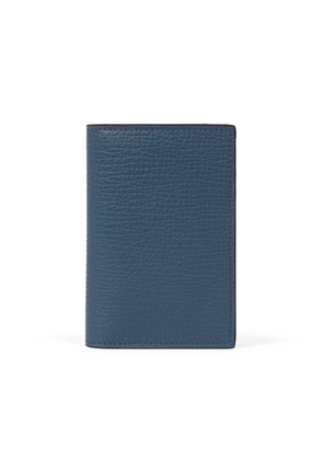Smythson 6 Card Slot Folded Card Holder In Ludlow In Admiral Blue