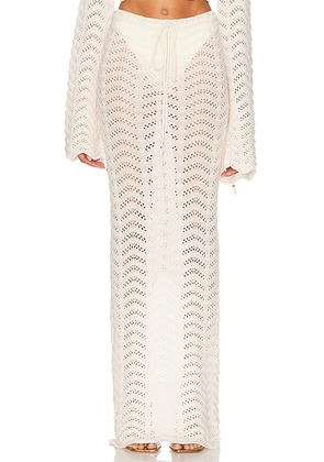 Bananhot Miana Skirt in Knitted Ivory Stripes - Ivory. Size M/L (also in ).