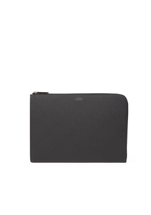 Smythson Small Laptop Case In Panama In Black