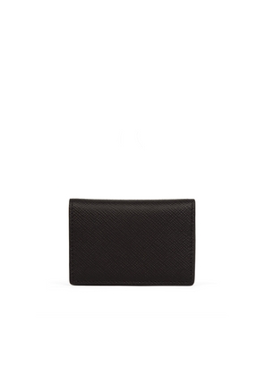 Smythson Folded Card Case With Snap Closure In Panama In Black