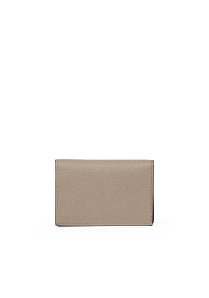 Smythson Folded Card Case With Snap Closure In Panama In Sandstone