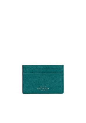 Smythson Flat Card Holder In Panama In Petrol