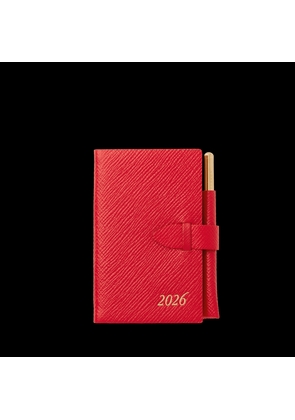 Smythson 2026 Wafer Weekly Diary With Pencil In Panama In Scarlet Red