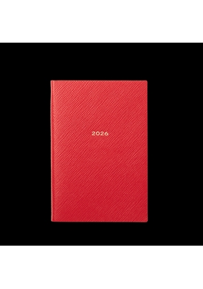Smythson 2026 Chelsea Weekly Diary In Panama In Scarlet Red