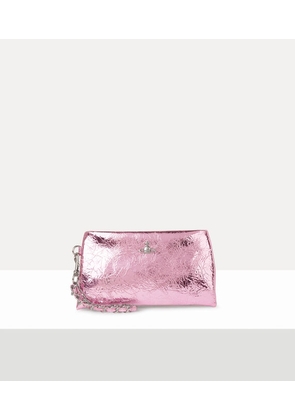 Vivienne Westwood Sadie Wristlet Pouch Metallic Crinkle Light-pink