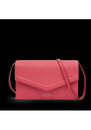 Smythson Envelope Purse Crossbody In Panama In Raspberry