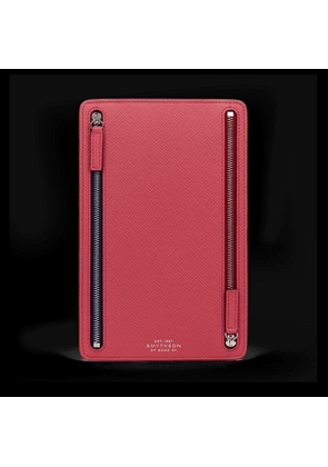 Smythson Multi-Zip Case In Panama In Raspberry