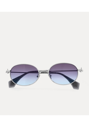 Vivienne Westwood Hardware Orb Oval Sunglasses Silver Metal Women