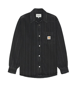 Carhartt WIP Rylan Long Sleeve Shirt in Stone Washed Rylan Stripe Black - Black. Size S (also in ).