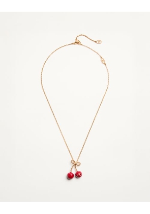 Valentino Garavani Cherryfic Metal And Enamel Necklace Woman ANTIQUE BRASS/RED UNI