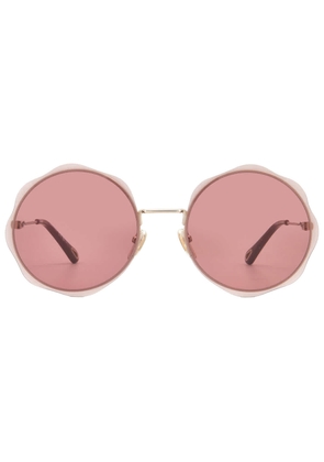 Chloe Burgundy Round Ladies Sunglasses CH0202S 003 61