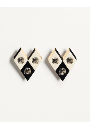 Valentino Garavani Losangettes Metal, Enamel And Crystal Earrings Woman GOLD/BLACK/CRYSTAL UNI