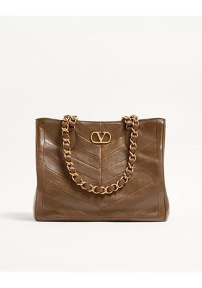 Valentino Garavani Valentino Garavani Laseine Shopping Bag In Nappa Leather With A Chevron Pattern Woman TUNDRA UNI