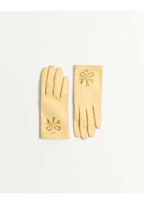 Valentino Garavani Vlogo Signature Nappa Gloves Woman BUTTER 6