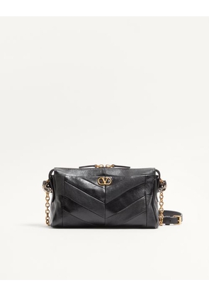 Valentino Garavani Valentino Garavani Panthea Small Shoulder Bag In Nappa Leather With A Chevron Pattern Woman BLACK UNI
