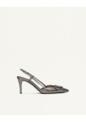 Valentino Garavani Vlogo Signature Slingback Pump In Laminated Nappa Leather 80Mm Woman DARK GREY 36