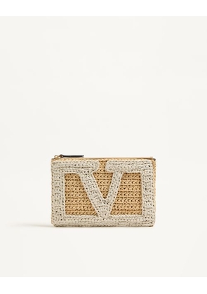Valentino Garavani Valentino Garavani Viva Superstar Small Pouch In Synthetic Raffia Woman NATURAL/BUTTER UNI