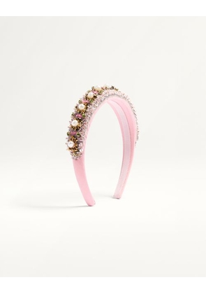 Valentino Garavani Valentino Headband In Wool And Silk With Embroidery Woman LIGHT PINK/GOLD UNI