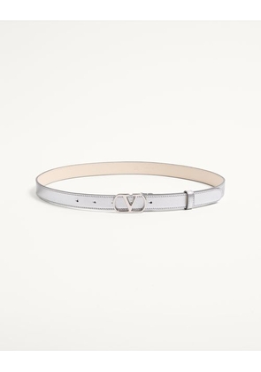 Valentino Garavani Vlogo Signature Belt In Laminated Calfskin 20 Mm Woman SILVER 065