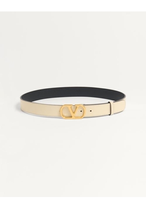 Valentino Garavani Vlogo Signature Belt In Shiny Calfskin 30 Mm Woman BUTTER 065
