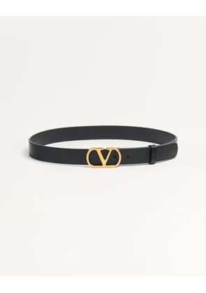 Valentino Garavani Vlogo Signature Belt In Shiny Calfskin 30 Mm Woman BLACK 065