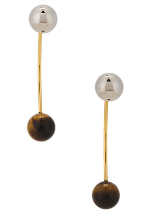 Dries Van Noten Ball Earrings in Tiger-Eye - Brown. Size all.