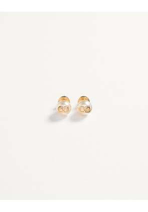 Valentino Garavani Vlogo Signature Earrings With Pearls Woman GOLD/CREAM UNI