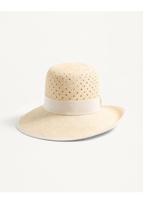 Valentino Garavani Vlogo Signature Hat In Perforated Panama Woman NATURAL 56
