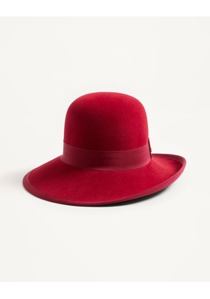 Valentino Garavani Vlogo Signature Hat In Lapin Fabric Woman CHERRY RED 55