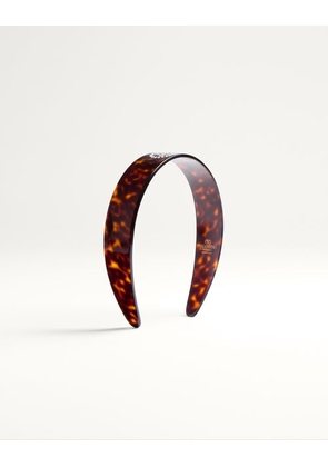 Valentino Garavani Vlogo Signature Headband In Resin, Metal And Crystals Woman TARTARUGA/GOLD/CRYSTAL UNI