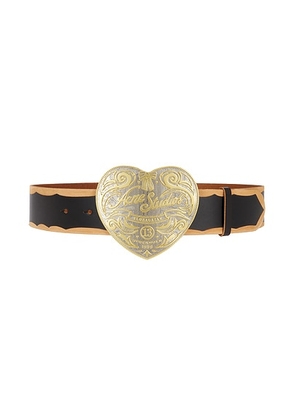 Acne Studios Heart Buckle Belt in Black & Camel - Black. Size M (also in ).