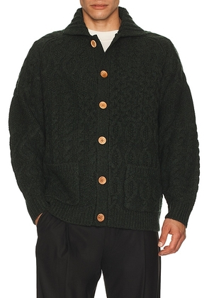 Beams Plus Cardigan Alan Patchwork in Green - Green. Size M (also in S).
