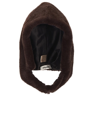 Clyde Snow Hood in Mink Brown Faux - Brown. Size all.
