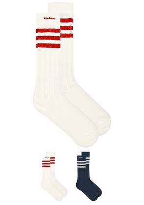 Adidas by Wales Bonner Cro Hi Sock in White & Navy - White,Navy. Size M (also in L, S, XL/1X).