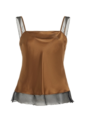 THE GARMENT Catania Mesh-Trimmed Silk Tank Top - Moda Operandi