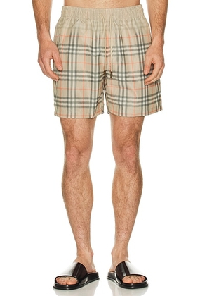 Burberry Seb Check Swim Shorts in Sand Ip Check - Brown. Size L (also in M, S, XL/1X, XXL/2X).