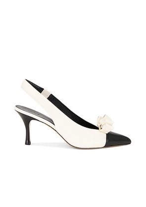 Chloe Alba Slingback Heel in Eggshell - Black. Size 36 (also in 37, 38, 39, 40, 41).