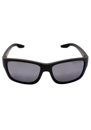 Prada Linea Rossa Polarized Dark Grey Mirror Silver Rectangular Mens Sunglasses PS 01WS UFK07H 59