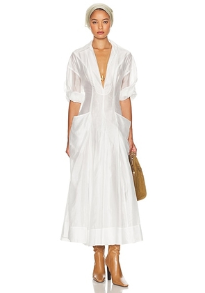 Helsa The Musee Midi Dress in White - White. Size L (also in M, S, XS, XXS).