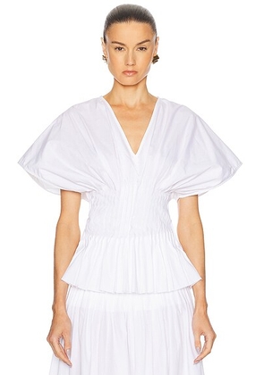 House of Dagmar Poplin V Neck Top in White - White. Size 36 (also in ).