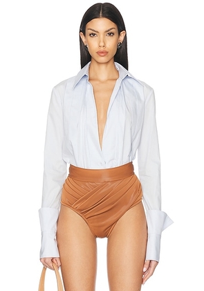 LaQuan Smith Fitted Button Down Shirt in Sky - Blue. Size XS (also in S).