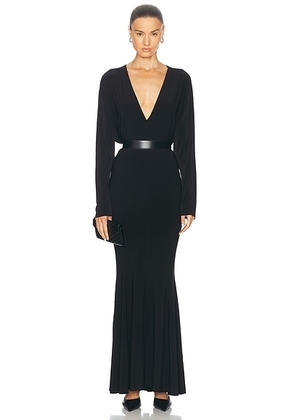 Norma Kamali Dolman V Neck Fishtail Gown in Black - Black. Size XS (also in ).