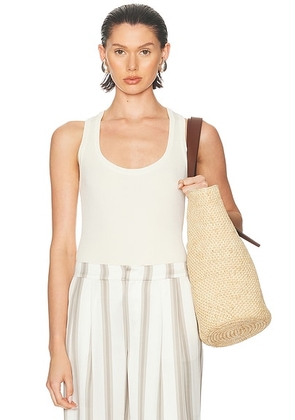 Matteau Ribbed Tank Top in Ecru - White. Size 1 (also in 2, 3, 4).