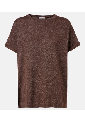 Brunello Cucinelli Cashmere and silk-blend lame top