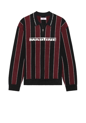 Martine Rose Sporty Logo Polo in Black & Burgundy - Black. Size XL/1X (also in ).