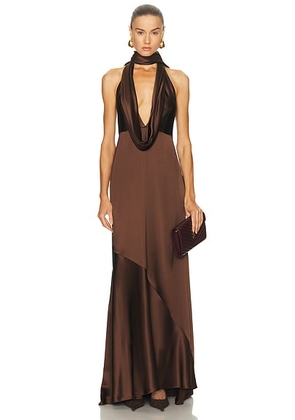 Monse Scarf Maxi Dress in Brown - Chocolate. Size 6 (also in ).
