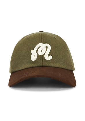 Malbon Golf M Script Dad Hat in Olivine - Green. Size all.