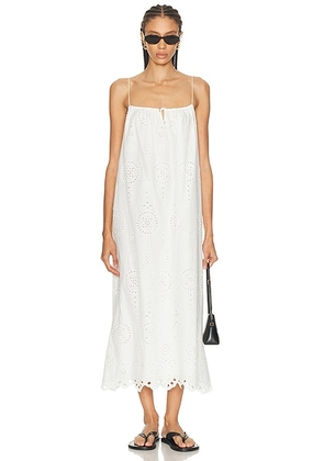 Matteau Broderie Cami Midi Dress in White - White. Size 1 (also in 2, 3, 4).