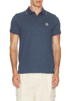 Moncler Polo in Mood Indigo - Blue. Size L (also in M, XL/1X, XXL/2X).